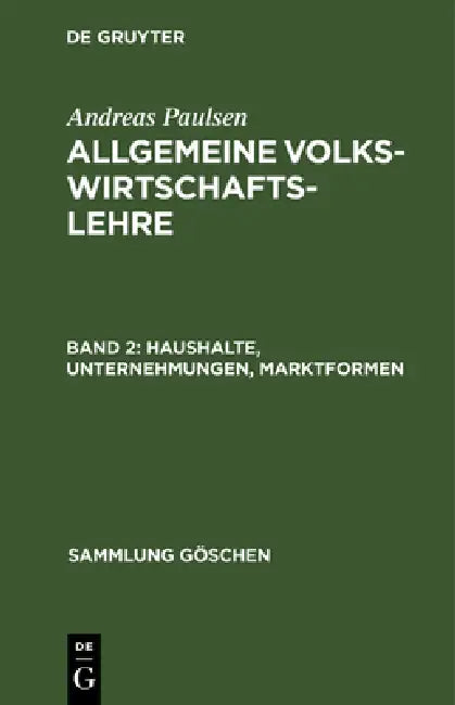 Buy Haushalte, Unternehmungen, Marktformen (English, Andreas Paulsen) — BookShops.in