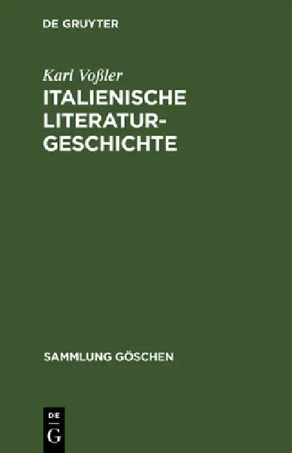 Buy Italienische Literaturgeschichte (English, Karl Voßler) — BookShops.in