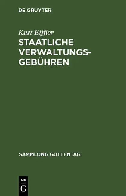 Buy Staatliche Verwaltungsgebühren (English, Kurt Eiffler) — BookShops.in