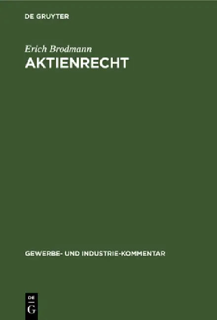 Aktienrecht (English, Erich Brodmann)