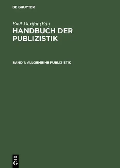 Allgemeine Publizistik (English, Emil Dovifat)