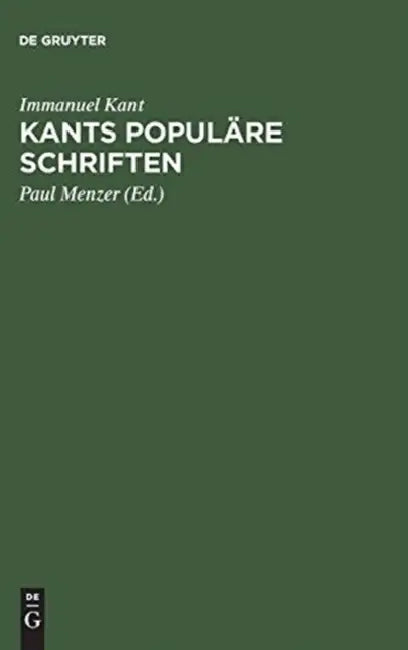 Kants Populäre Schriften (English, Immanuel Kant | Paul Menzer)