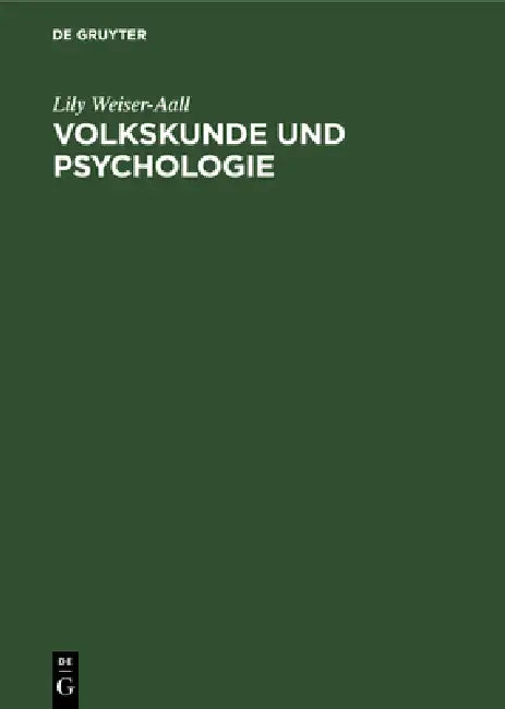 Buy Volkskunde Und Psychologie (English, Lily Weiser-Aall) — BookShops.in