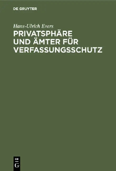 Buy Privatsphäre und Ämter für Verfassungsschutz (English, Hans-Ulrich Evers) — BookShops.in