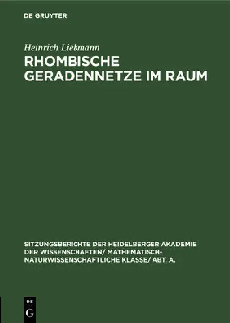 Buy Rhombische Geradennetze Im Raum (English, Heinrich Liebmann) — BookShops.in