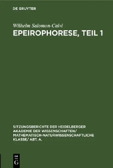 Buy Epeirophorese, Teil 1 (English, Wilhelm Salomon-Calvi) — BookShops.in