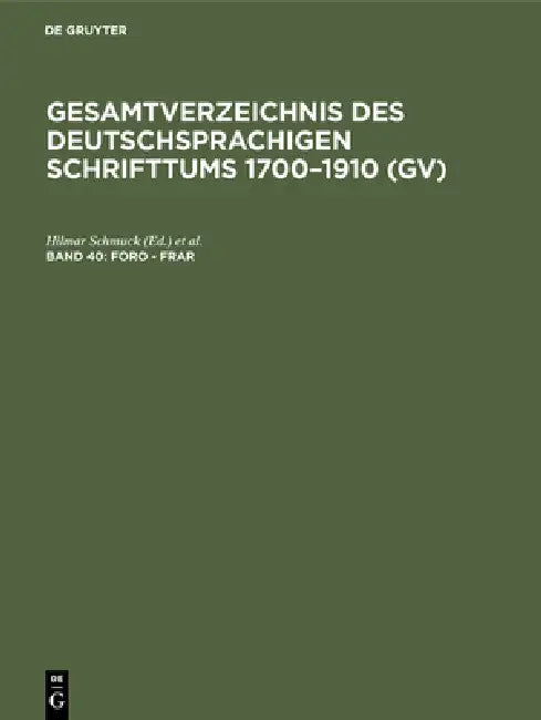 Buy Foro - Frar (English, Hilmar Schmuck | Willi Gorzny | Hans Popst) — BookShops.in