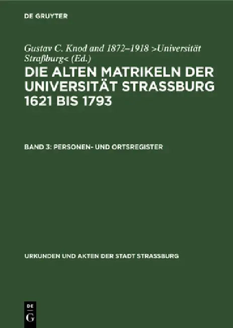 Buy Personen- Und Ortsregister (English, Gustav C. Knod) — BookShops.in