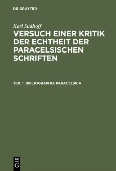 Bibliographia Paracelsica (English, Karl Sudhoff)