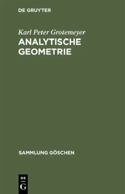 Analytische Geometrie (English, Karl Peter Grotemeyer)