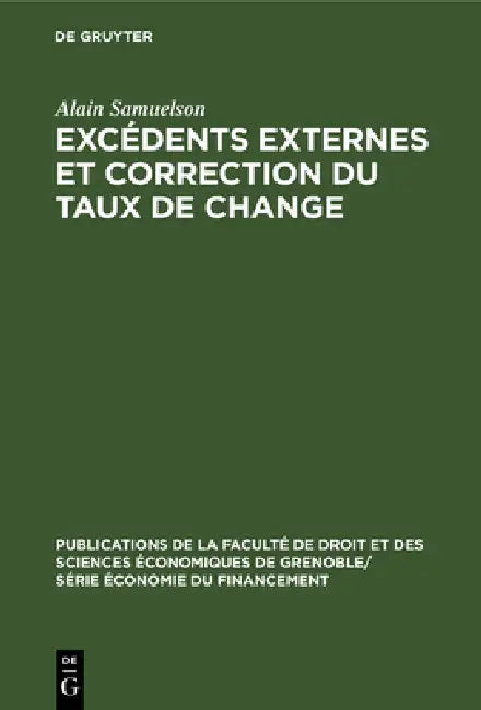 Excédents externes et correction du taux de change (English, Alain Samuelson | Jean Weiller)