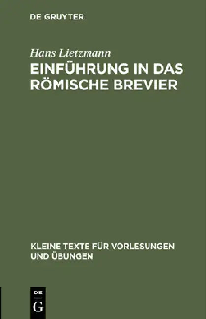 Buy Einführung in das römische Brevier (English, Hans Lietzmann) — BookShops.in
