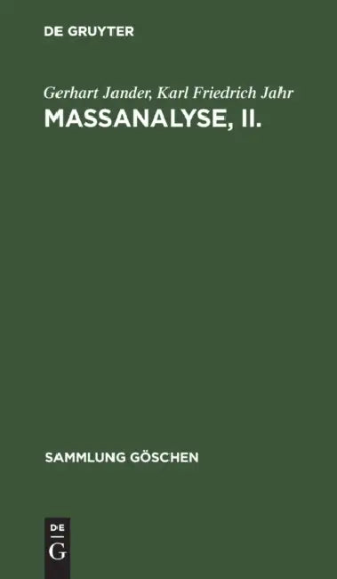 Buy Maßanalyse, II. (English, Gerhart Jander | Karl Friedrich Jahr) — BookShops.in
