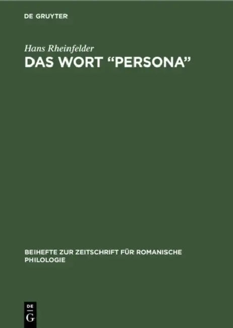 Buy Das Wort "Persona" (English, Hans Rheinfelder) — BookShops.in