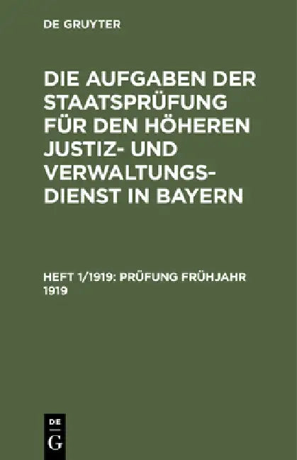 Prüfung Frühjahr 1919 (English, No Contributor)