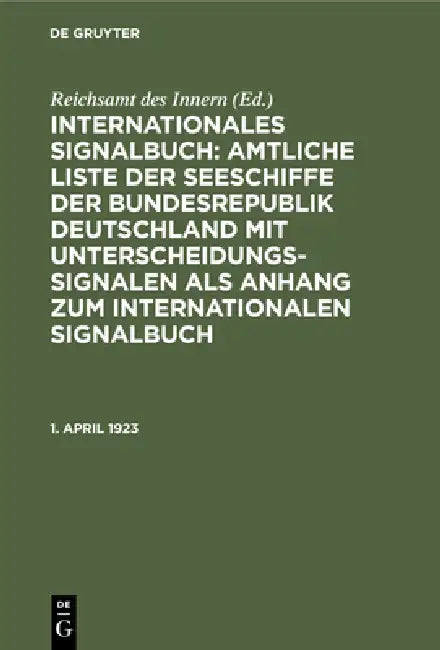 Buy 1. April 1923 (English, Reichsamt Des Innern) — BookShops.in