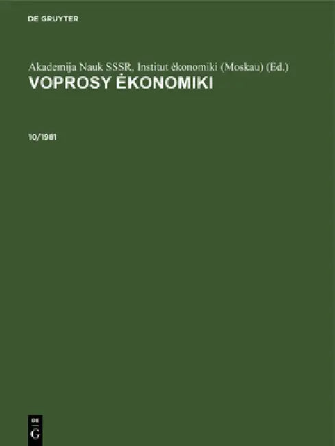 Buy Voprosy Ekonomiki. 10/1981 (English, Akademija Nauk Sssr Institut Ekonomiki () — BookShops.in