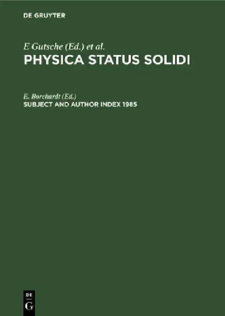 Buy Subject and Author Index 1985 (English, E. Borchardt) — BookShops.in