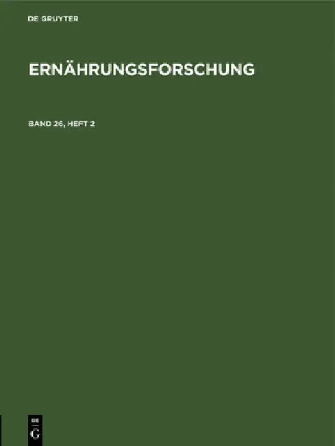Buy Ernährungsforschung. Band 26, Heft 2 (English, No Contributor) — BookShops.in