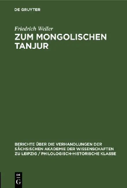 Buy Zum Mongolischen Tanjur (English, Friedrich Weller) — BookShops.in