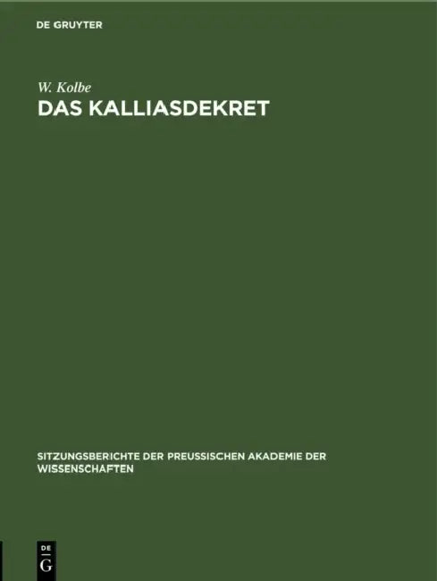Buy Das Kalliasdekret (English, W. Kolbe) — BookShops.in
