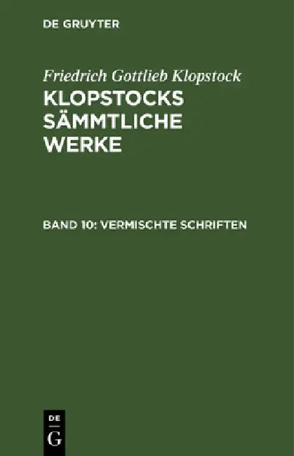 Buy Vermischte Schriften (English, Friedrich Gottlieb Klopstock) — BookShops.in