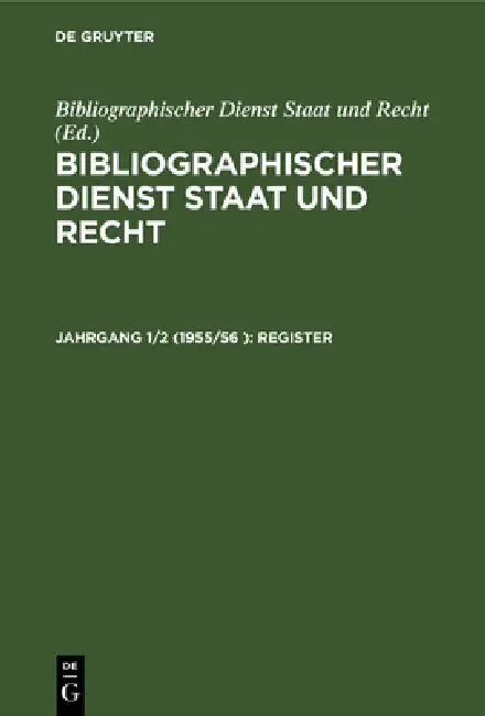 Buy Register (English, Bibliographischer Dienst Staat Und Recht) — BookShops.in