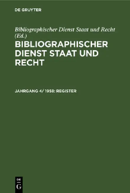 Buy Register (English, Bibliographischer Dienst Staat Und Recht) — BookShops.in