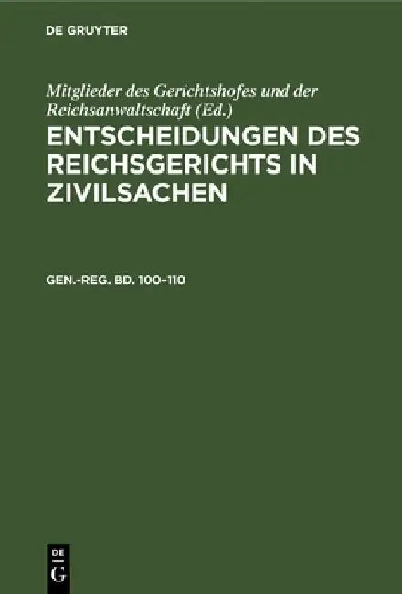 Buy Generalregister Zum 100-110 Bande (English, Franz Triebel) — BookShops.in