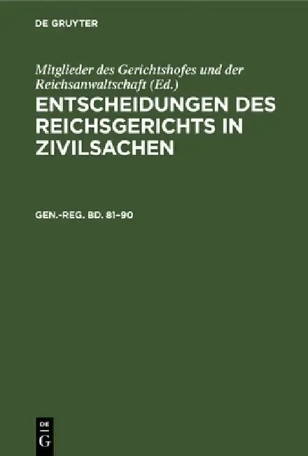 Generalregister Zum Band 81-90 (English, H. Cornelius)