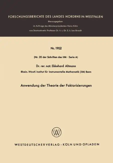 Buy Anwendung der Theorie der Faktorisierungen (English, Ekkehard Altmann | Ekkehard Altmann) — BookShops.in