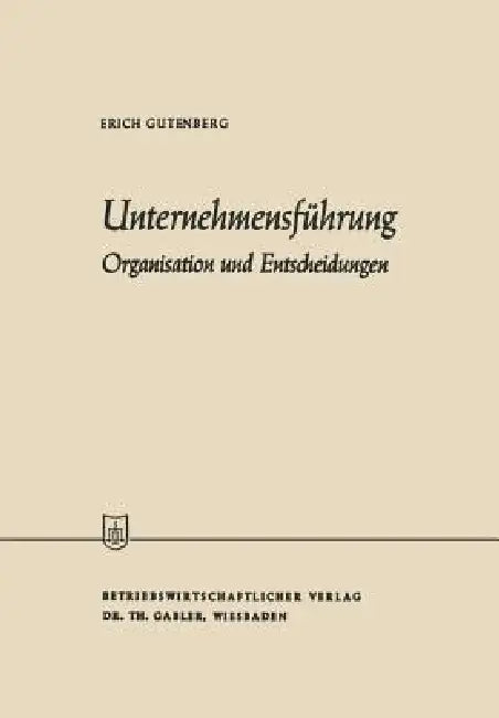Buy Unternehmensführung (English, Erich Gutenberg) — BookShops.in
