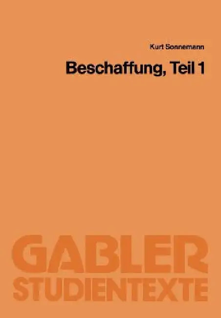 Buy Beschaffung, Teil 1 (English, Kurt Sonnemann) — BookShops.in