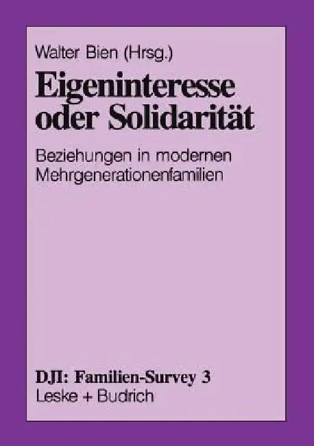 Buy Eigeninteresse Oder Solidarität (English, Walter Bien) — BookShops.in
