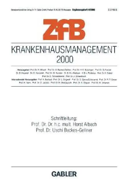 Buy Krankenhausmanagement 2000 (English, Horst Albach | Uschi Backes-Gellner) — BookShops.in