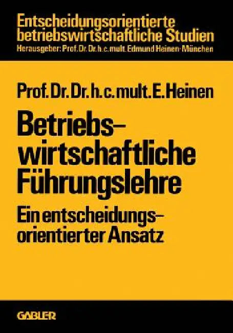 Buy Betriebswirtschaftliche Führungslehre (English, Edmund Heinen) — BookShops.in