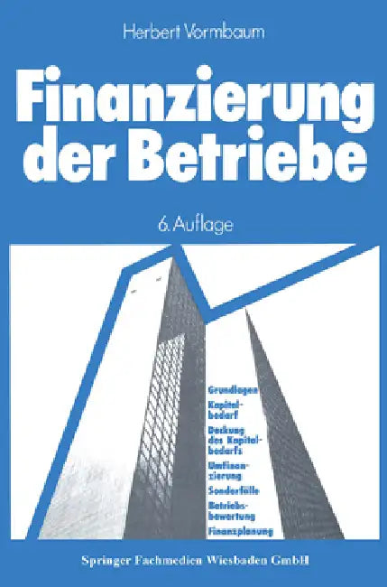 Buy Finanzierung der Betriebe (English, Herbert Vormbaum) — BookShops.in