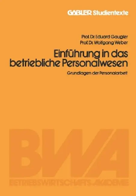 Buy Einführung in das betriebliche Personalwesen (English, Eduard Gaugler) — BookShops.in
