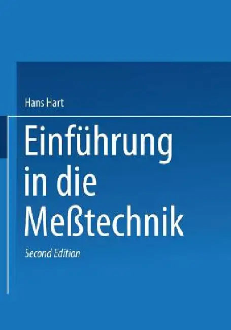 Buy Einführung in Die Meßtechnik (English, Hart Hans) — BookShops.in