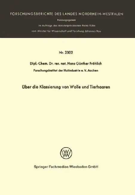 Buy Über die Klassierung von Wolle und Tierhaaren (English, Hans Günther Fröhlich) — BookShops.in