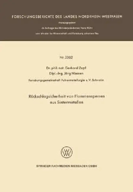 Buy Rückschlagsicherheit Von Flammensperren Aus Sintermetallen (English, Gerhard Zapf) — BookShops.in