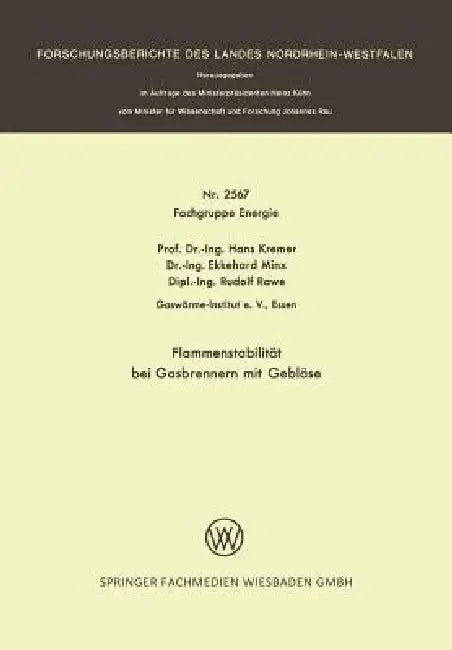 Flammenstabilität Bei Gasbrennern Mit Gebläse (English, Hans Kremer)
