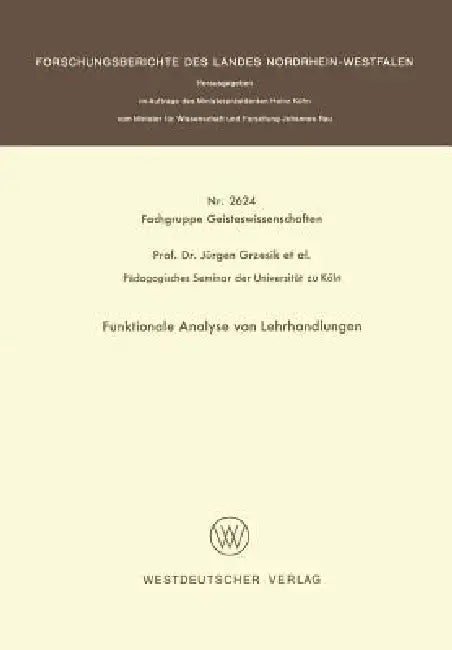 Buy Funktionale Analyse Von Lehrhandlungen (English, Jürgen Grzesik) — BookShops.in