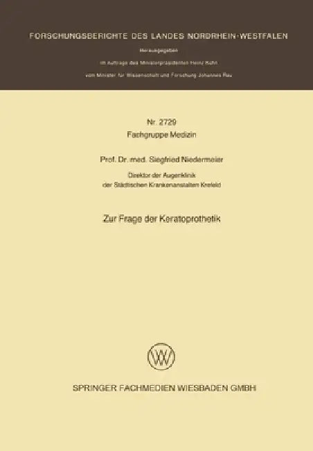 Zur Frage der Keratoprothetik (English, Siegfried Niedermeier)