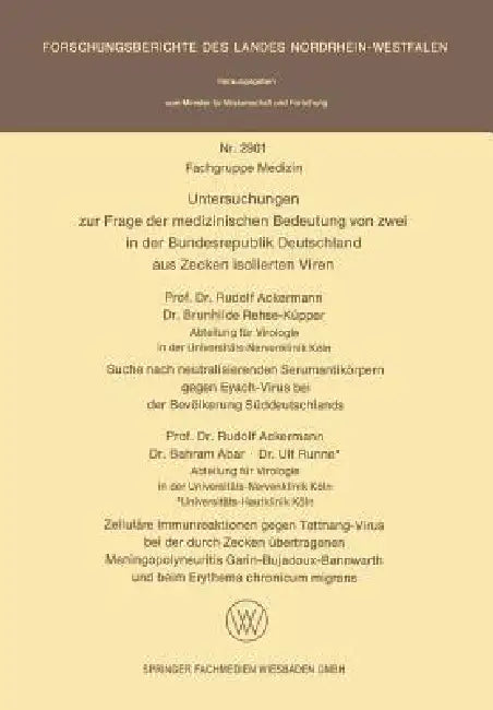 Buy Untersuchungen Zur Frage Der Medizinischen Bedeutung Von Zwei in Der Bundesrepublik Deutschland Aus (English, Rudolf Ackermann | Brunhilde Rehse-Küpper) — BookShops.in
