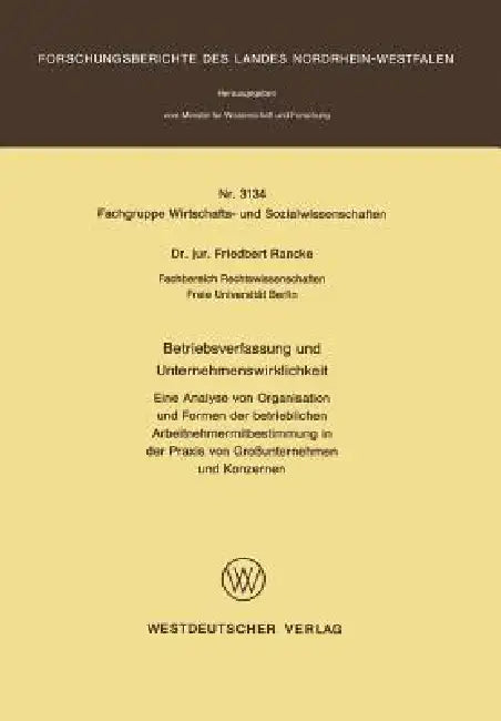 Betriebsverfassung Und Unternehmenswirklichkeit (English, Friedbert Rancke)