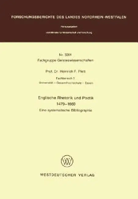 Buy Englische Rhetorik Und Poetik 1479 - 1660 (English, Heinrich F. Plett) — BookShops.in