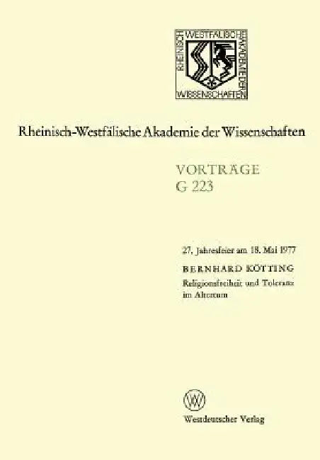 Buy Religionsfreiheit Und Toleranz Im Altertum (English, Bernhard Kötting) — BookShops.in