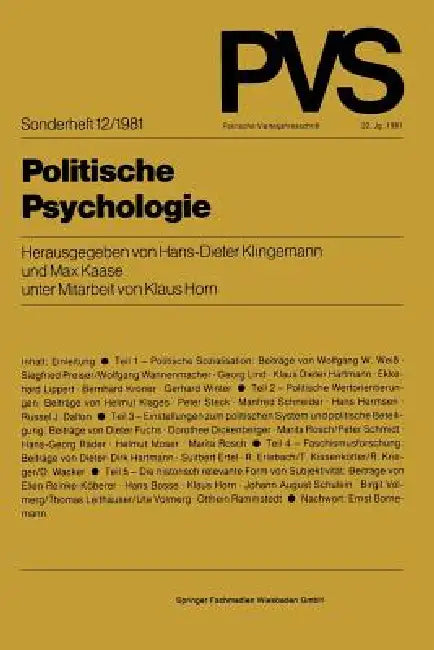 Buy Politische Psychologie (English, Hans-Dieter Klingemann | Max Kaase) — BookShops.in