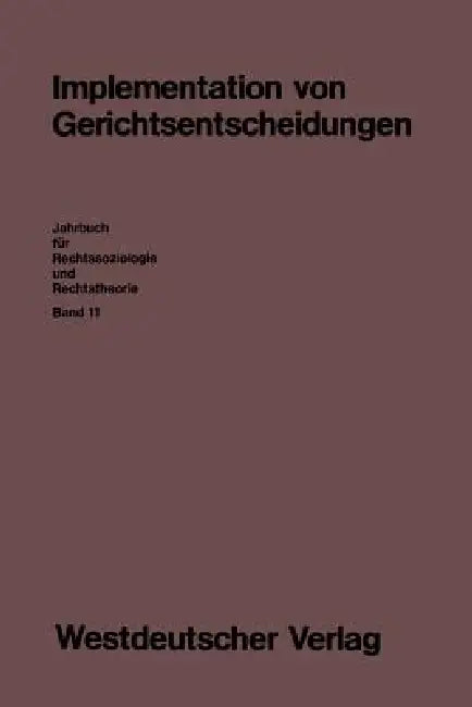 Buy Implementation Von Gerichtsentscheidungen (English, Erhard Blankenburg | Rüdiger Voigt) — BookShops.in